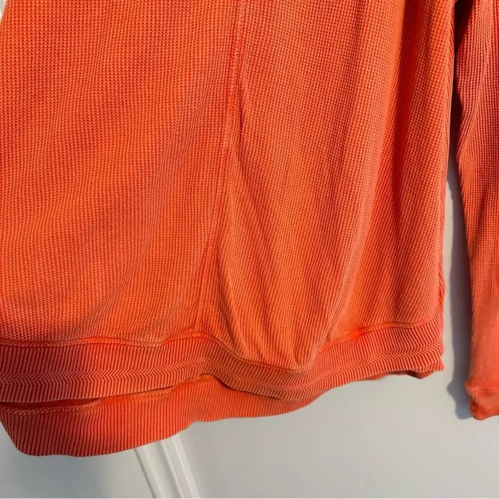 Soft Surroundings Pink Coral Textured Space Dye Cotton Waffle Long Sleeve Medium